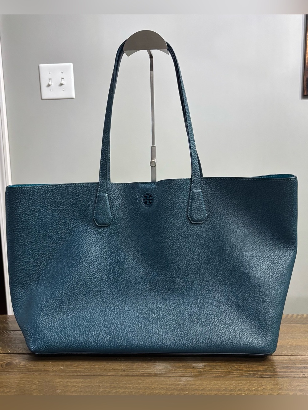 Tory Burch Perry Tote in Teal Pebbled Leather